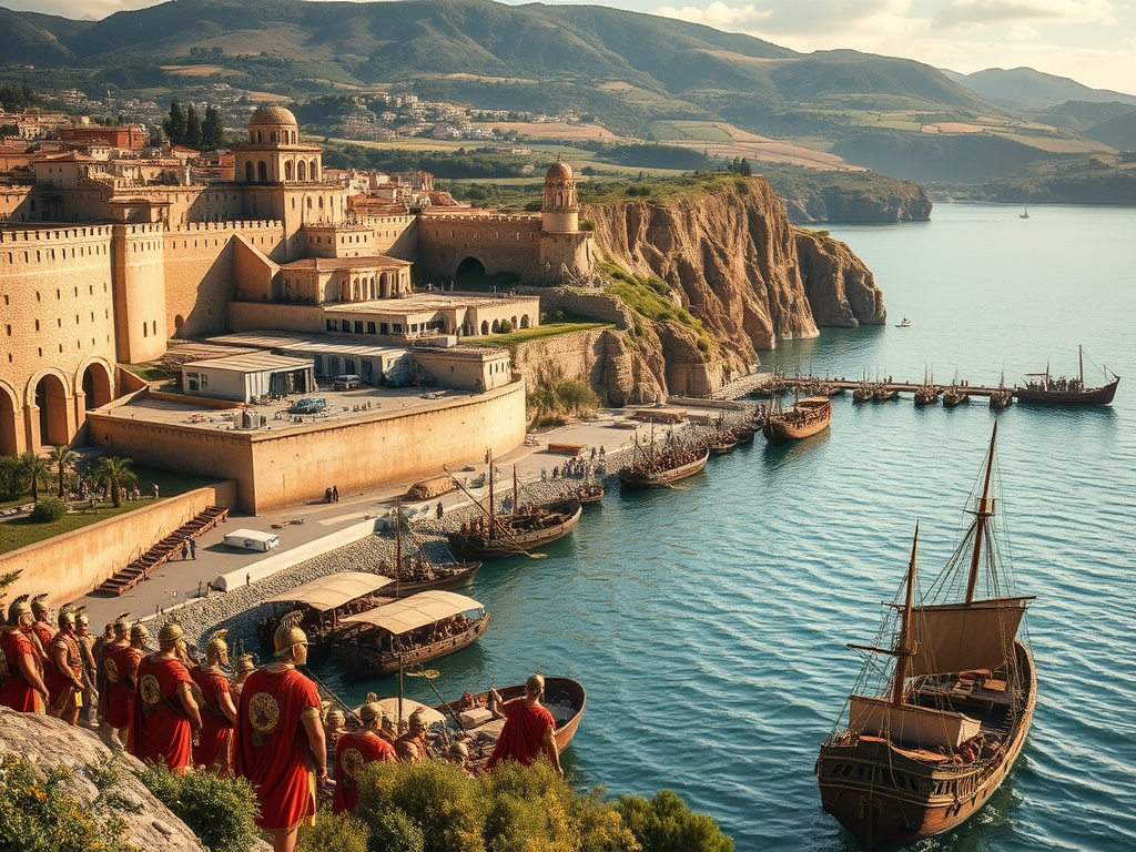 Imagine cu Siracuza antică, oraș strategic din Sicilia în timpul Primului Război Punic